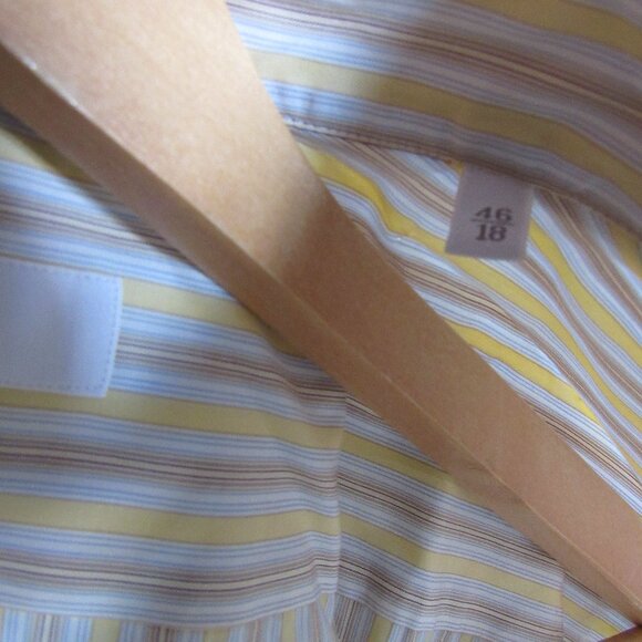 Ermenegildo Zegna Dress Shirt  Long Sleeve Cotton, White/Tan/Yellow, sz.46/18 - Picture 5 of 8